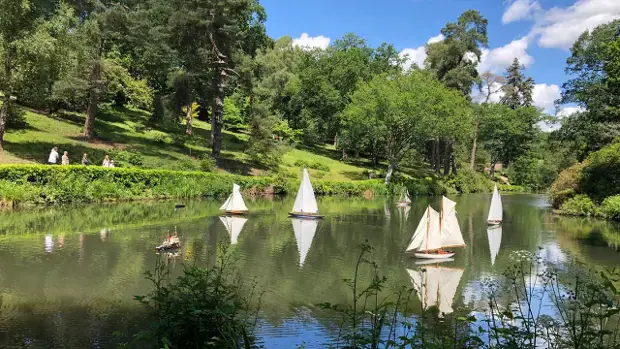 Model Boats on the Lake at Leonardslee Lakes & Gardens, Lower Beeding